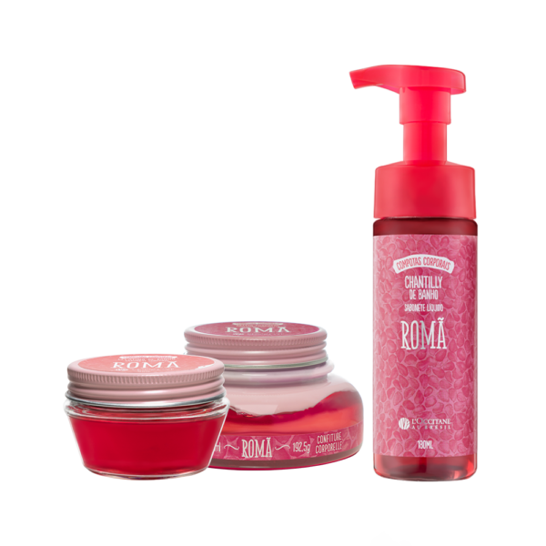 Combo Banho e Hidratação Romã: Chantilly, Gelatina e Geleia Hidratante